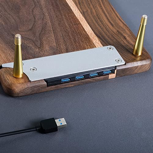 Monitor Stand Wood Riser with 4 USB Ports, Computer Monitor Stand with America Walnut Data Transfer Charging Hub -Compatible with Computer, Mac, PCs, Smartphone, 20.5*8.3in - Image 6