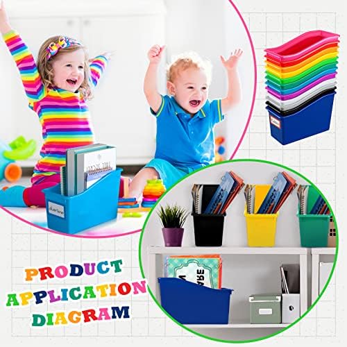 Jinei 24 Pack Book Bins for Classroom with Name Labels, 12 Color Rainbow - Image 6