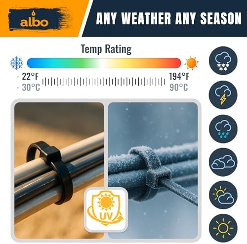 ALBO 5000 Pcs. Black Zip Ties, 8 Inch, Heavy Duty, 40 lb Tensile Strength - Image 5