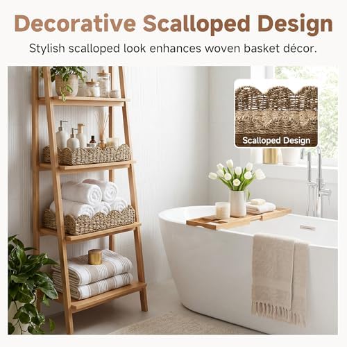 StorageWorks Wicker Scalloped Basket, Large Bathroom Baskets for Organizing - Image 3