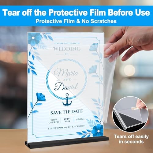 EHWINE 12 Pack Acrylic Sign Holder 8.5 x 11, Double-Sided Stand up Table Top Sign Holders, Clear Acrylic Picture Frame Menu Flyer Paper Holder Display Stand for Office Business Store Wedding Party(Black Base) - Image 3