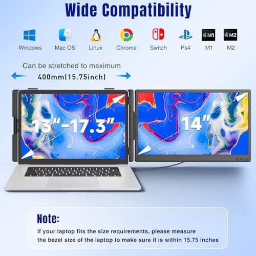 KEFEYA Laptop Screen Extender 14", FHD 1080P IPS Laptop Monitor Extender, Portable Monitor for Laptops 13-17" with USB-C/HDMI Port, Plug n Play for Windows/Mac/Android/Switch/PS5 - Image 6