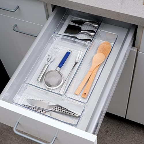 Oggi Clear Drawer Organizer - 6.25" X 15.75" (Set of 6) - Ideal for Organizing Kitchen Drawers, Office, Desk, Silverware, Kitchen Utensils, Cosmetics and Bathrooms - Image 5