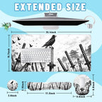 Samurai Swords Desk Mat Set Dark Warrior Art Large Mouse Pad with Wrist Rest 4in1 Desk Mat for Desktop Ergonomic Computer Desk Arm Wrist Anti-Slip Computer Ergonomic Mouse Pad Home Office Gaming - Image 2
