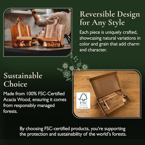 Wooden Cookbook Stand for Kitchen Counter - Reversible Recipe Book Holder with Cooking Measurement Conversion Card - Gift-Ready Adjustable Tablet Cookbook Holder Stand - 13.7"x8.2" - Image 5