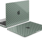 MEEgoodo for M5/M4/M3/M2 MacBook Air 15 inch Case 2026 2025 2024 2023, Case Fit Model (A3448/A3241/A3114/A2941) for MacBook Air 15.3 inch, White Polka Dots & Midnight Green - Image 3
