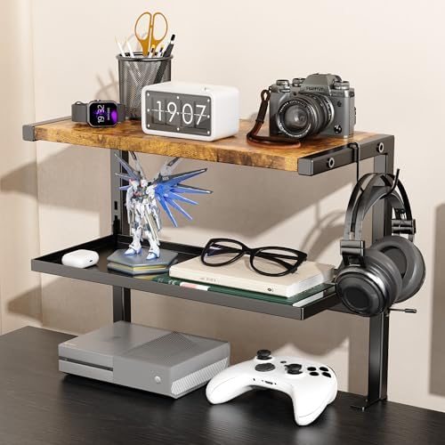 2-Tier Clamp Desk Shelf, No-Drill Under Desk Storage Clamp by DAPOTUGI