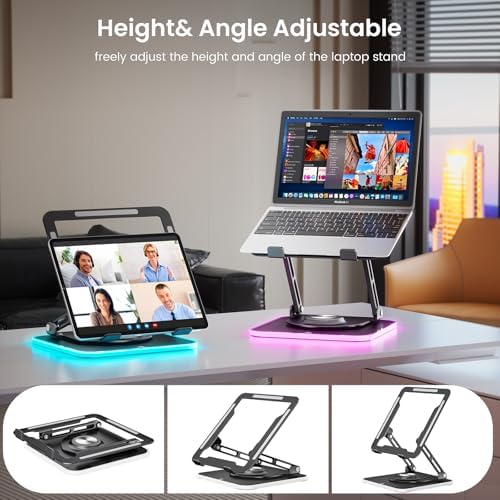 360°Rotating Laptop Stand with RGB Lights, Fits 10-16"Laptops MacBooks - Image 6