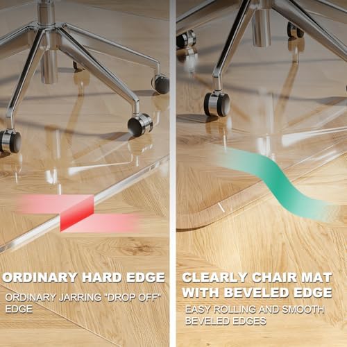 MESAILUP Beveled Edge Office Chair Mat with Lip for Carpet or Hardwood Floor, Crystal Clear 36" x 48" for a Smooth Glide and Easy Roll On/Off, Hard Heavy Duty and Non-Slip Desk Chair Mat - Image 4