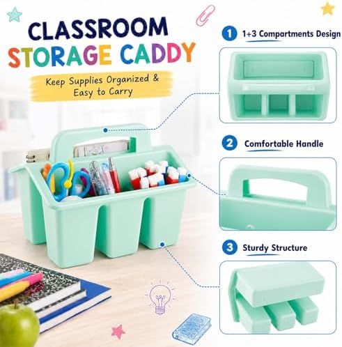 gisgfim 8 Pack Pastel Classroom Caddy Table Organizer with Handle - Image 3