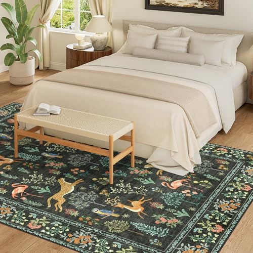 DUKINO 8x10 Area Rugs, Washable Soft Animal Bedroom Rug Non Slip, Black - Image 3