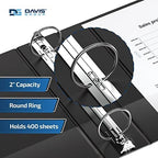 Premium Economy 3-Ring Binder, Spine Label, 2" Round Rings, Black, 6 Pack - Image 2