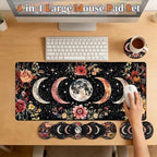 Desk Mat and Mouse Pad Set,Keyboard Mat with Wrist Support - Image 2