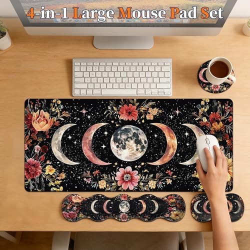 Desk Mat and Mouse Pad Set,Keyboard Mat with Wrist Support - Image 2