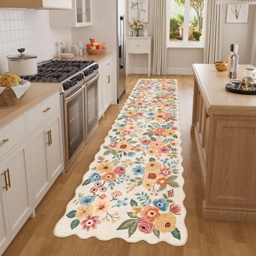 DUKINO 2x10 Runner Rug for Hallway, Washable Kitchen Rugs, Beige Yellow - Image 3