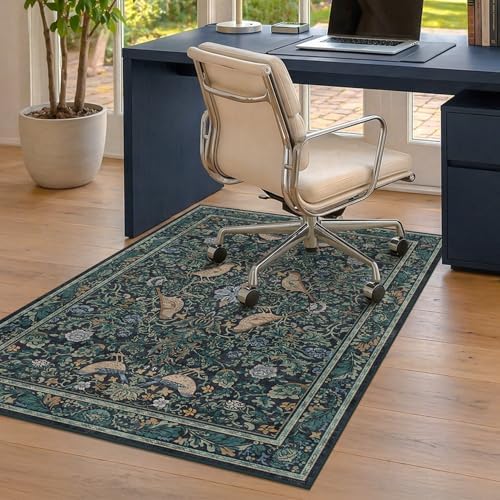 JTJ Blue Green Forest Office Chair Mat for Hardwood Floors, 36" x 48" - Image 3
