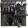 Keepo Peg Board Wall Organizer for Gaming Setup, Pegboard with Adhesives & Screw Mounts, Includes Peg Board Accessories for Gaming Accessories, Tech Storage & Office Organization (Black, 22″×22″) by Keepo