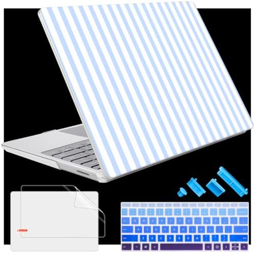 Case for Surface Laptop 5/4/3 13.5", Blue & White Stripes by WelcomeViseNewitems