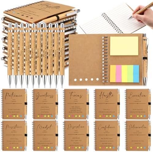 40 Pcs Motivational Inspirational Notebook Bulk with Notes Pen,Brown by TecUnite