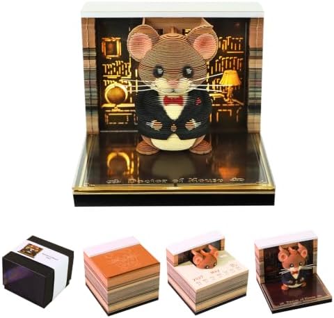 3D Calendar 2027, Desk Time Piece Calendar 2027,Tear-Away 3D Paper Art Notepad w LED Lights,Creative 3D Memo Artsy Pad Calendars, DIY Paper Carving Gift (Dr Mouse) by Ksgolif