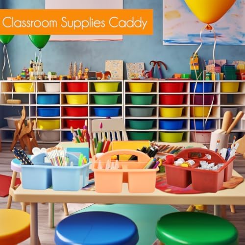 ALINK Plastic Classroom Caddy Organizer with Handle, 6-Pack 4 Compartments - Image 7