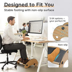Bamboo Foot Rest for Under Desk at Work, Adjustable Foot Stool, 2-in-1 Reversible Rocking Footrest, Static Leg Rest, 16in Wide Surface, Non-Slip Breathable Pad, Home Office Ergonomic Support at Work - Image 4