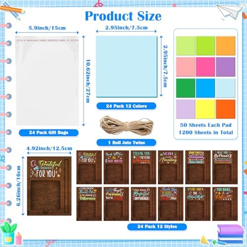 24 Set Employee Appreciation Gifts Bulk Sticky Notes with Ballpoint Pens and Wooden Pad Holder, Appreciation Sticky Note Organizer Thank You Gifts for Coworker Teacher Nurse Office Supplies - Image 2