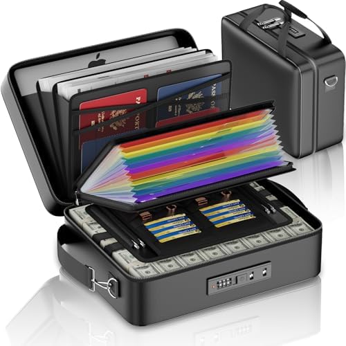 ENGPOW Fireproof Document Box with Lock & 13 Pockets Accordion File Folder by ENGPOW