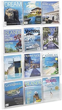 Safco Reveal Literature Rack, 12 Magazine Holder, Wall Mountable, Thermoformed Plastic Resin Construction, No Sharp Edges or Corners, Acrylic, Clear by SafcoProducts