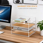 Acrylic Desk Organizer, Stackable Paper Organizer Letter Tray, 4-Tier - Image 4