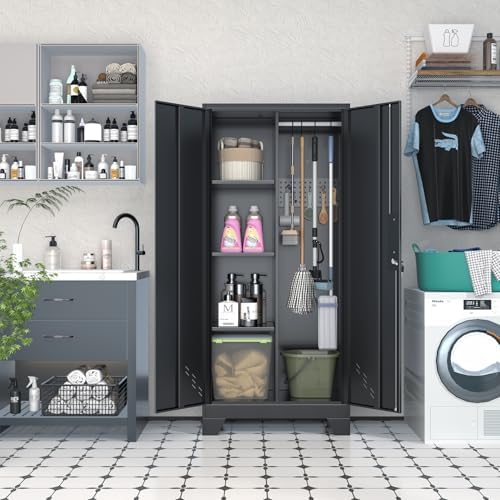 61" Metal Storage Cabinet with Lock for Garage, Utility Closet - Image 6