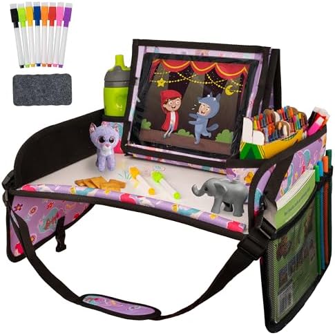 Lusso Gear Kids Travel Tray for Car - Road Trip Essentials for Kids - Car Seat Tray for Toddlers & Kids - for Airplane, Kids Travel Desk, Road Trip Activities (Mermaids) by LussoGear