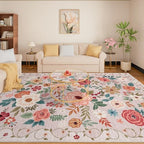 DUKINO 9x12 Area Rug for Living Room, Floral Washable Rug Non Slip, Beige - Image 4