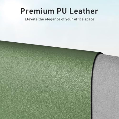 Aothia Faux Leather Desk Mat - Non-Slip PU Leather Desk Blotter, Waterproof Writing Surface, Large Desk Pad for Office & Home (Olive Green, 55" x 17") - Image 2