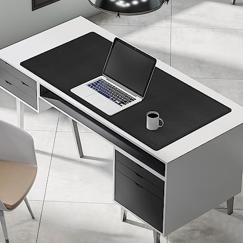 Mydours 40" x 20" Extra Large Desk Mat, PU Leather & Cork Desk Pad, Black - Image 5