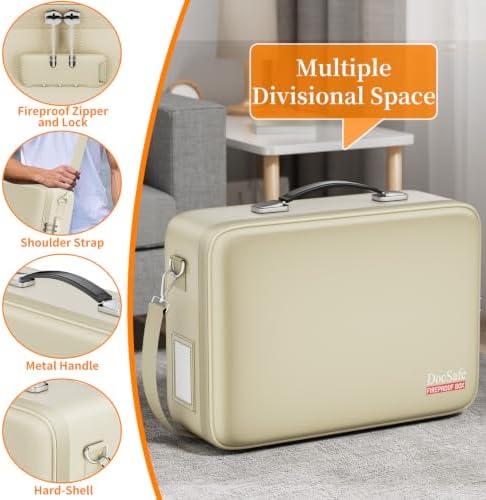 DocSafe Fireproof Document Box Hard Case with Lock ＆ Accordion File Folder - Image 4