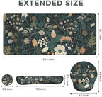 iCasso Desk Cover Mat, 4in1 Floral Large Mouse Pad with Wrist Rest - Image 2
