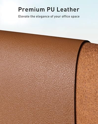 Aothia Faux Leather Desk Mat - Large Mouse Pad, Non-Slip PU Leather Blotter, Waterproof Writing Surface for Office and Home (Brown, 63" x 17") - Image 2