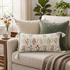 ISAENNE Designer Vintage Linen Throw Pillow Cover,28"x12"-Serenity B - Image 2