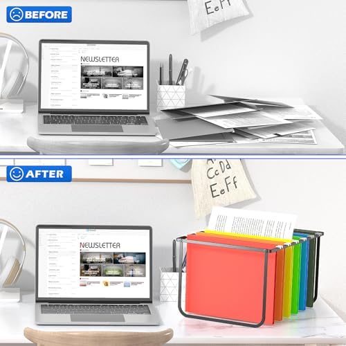 2 Packs Legal/Letter Size Hanging File Folder Frame, Desk Organizer Destop Files Frame, Hanging Folder Holder/Rack for Filing Cabinet File Drawer, 14.5"D x 11.8"W x 9.2"H , Black - Image 4