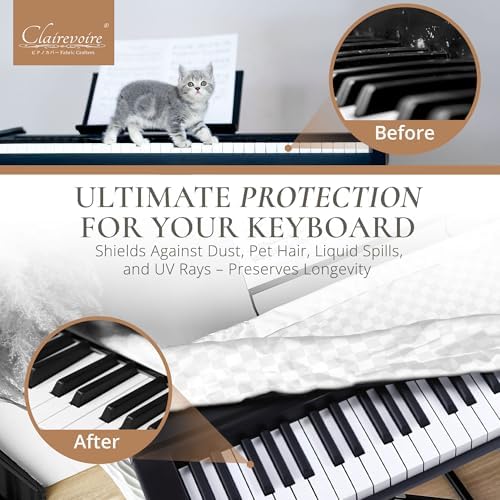 Clairevoire Digital Piano Cover, Piano Keyboard Covers -Protective for Roland Piano Covers FP Series, Durable and Waterproof Piano Keyboard Dust Cover, Piano Keyboard Case -Roland FP-30X Pearl White - Image 3