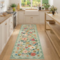 DUKINO 2x7 Runner Rug for Hallway, Washable Runner Rug Non Slip, Green by DUKINO