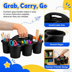 6 Pack Black Classroom Caddy with Handle, 6-Compartment Supply Organizer - Image 6