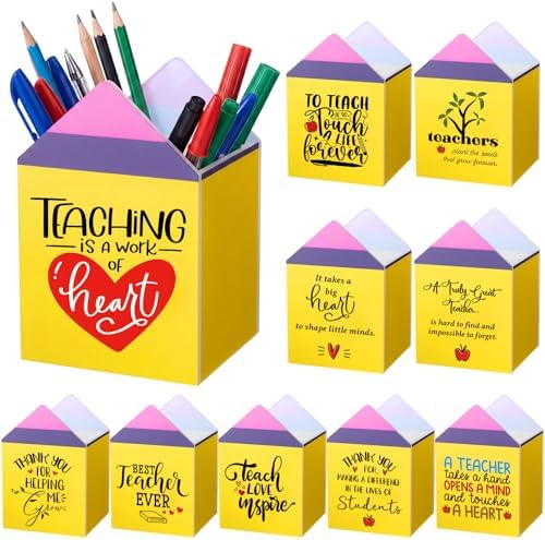 Sherr 10 Pcs Back to School Teacher Gifts Inspirational Pencil Cups Bulk by Sherr