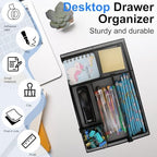 Desk Drawer Organizer, 2 Pack Junk Drawer Organizer Tray with 2 Adjustable Compartments, Desktop Metal Mesh Office Desk Organizer, Multifunction Pen Organizer Set for Office School Makeup Supplies (2) - Image 4