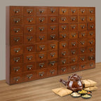 Vintage 64-Drawer Wooden Drawers Organizer, Stackable or Standalone Desktop Medicine Cabinet Organizer with Drawers & Labels Herbal、Tea Bag、Jewelry (Log Color) - Image 4
