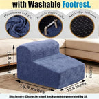 Modern Foam Filled Foot Stool, Soft Lightweight Pouf Ottoman Floor Rest for Living Room, Bedroom, Office Desk, Small Spaces, Blue - Image 2