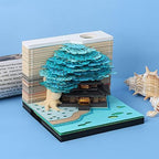 3D Memo Pad Tree Model Colorful 3D Sticky Notes Paper Notes,3D Art Notepad with Pen Holder LED(Purple Marriage Tree) - Image 5