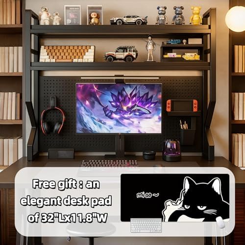 Desktop Hutch Bookshelf,Many Gifts,Metal Desktop Bookcase with pegboard, Desk Shelf Black, Countertop Storage Organizer Rack for Dorm or Office,Desktop Shelves(Black, 37.4" Lx9.9 Wx39 H) - Image 4