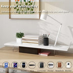 Monitor Stand Riser,Wood & Acrylic Computer Monitor Stand with LED Light,Desk Accessories Desktop Organizer Stand for Computer,Laptop,Printer,PC & TV Screen Riser… (All White) - Image 3